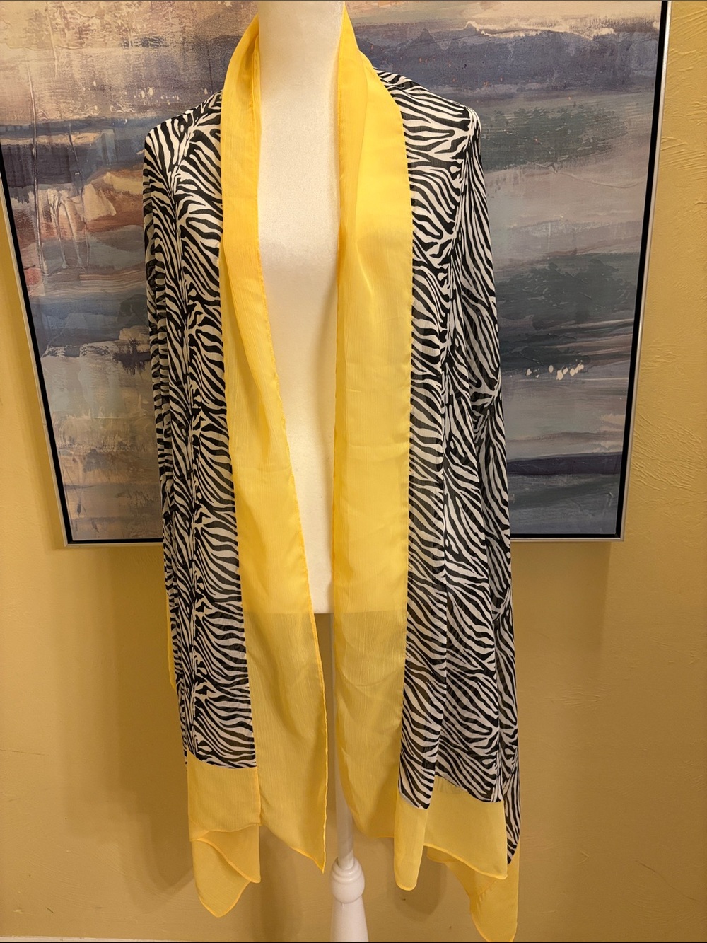 Chico's Yellow and Black Zebra Print Lightweight Wrap